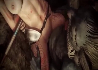 Classic zoophile animation with a horny whore