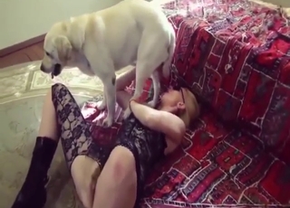 Zoophile lady is going to get off with dog's dong