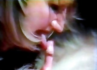Retro bestiality video, brunette rides a dog